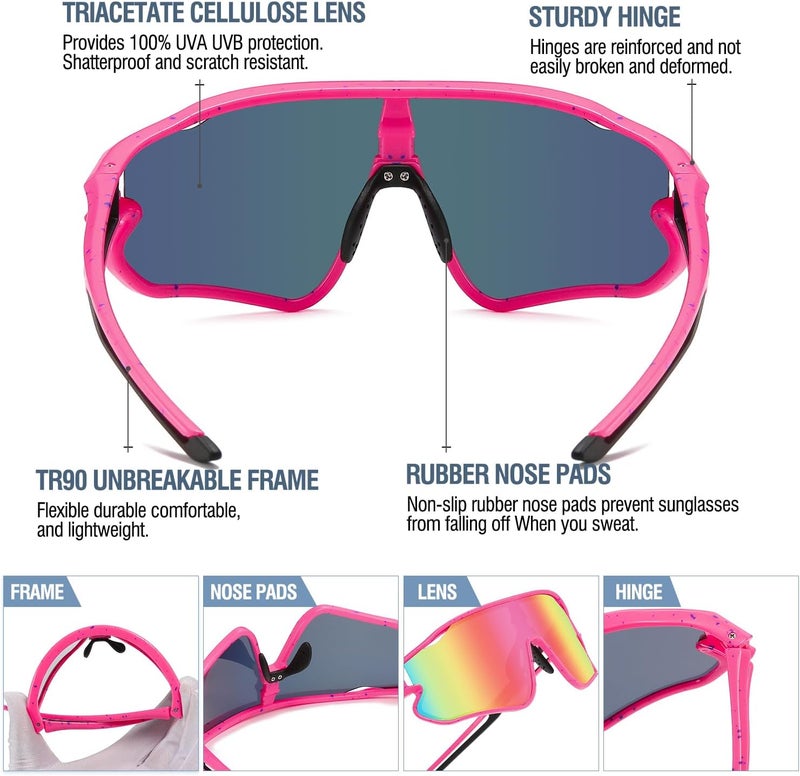 Duco Kids Sunglasses Youth Baseball Sun Glasses Lightweight TR90 Frame UV400 Sports Cycling Shades for Boys Girls DK268 - Image 5